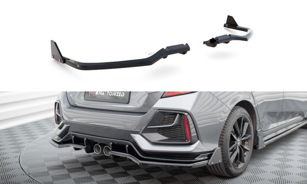 Central Rear Splitter (with vertical bars) + Flaps Honda Civic Sport Mk 10 Facelift